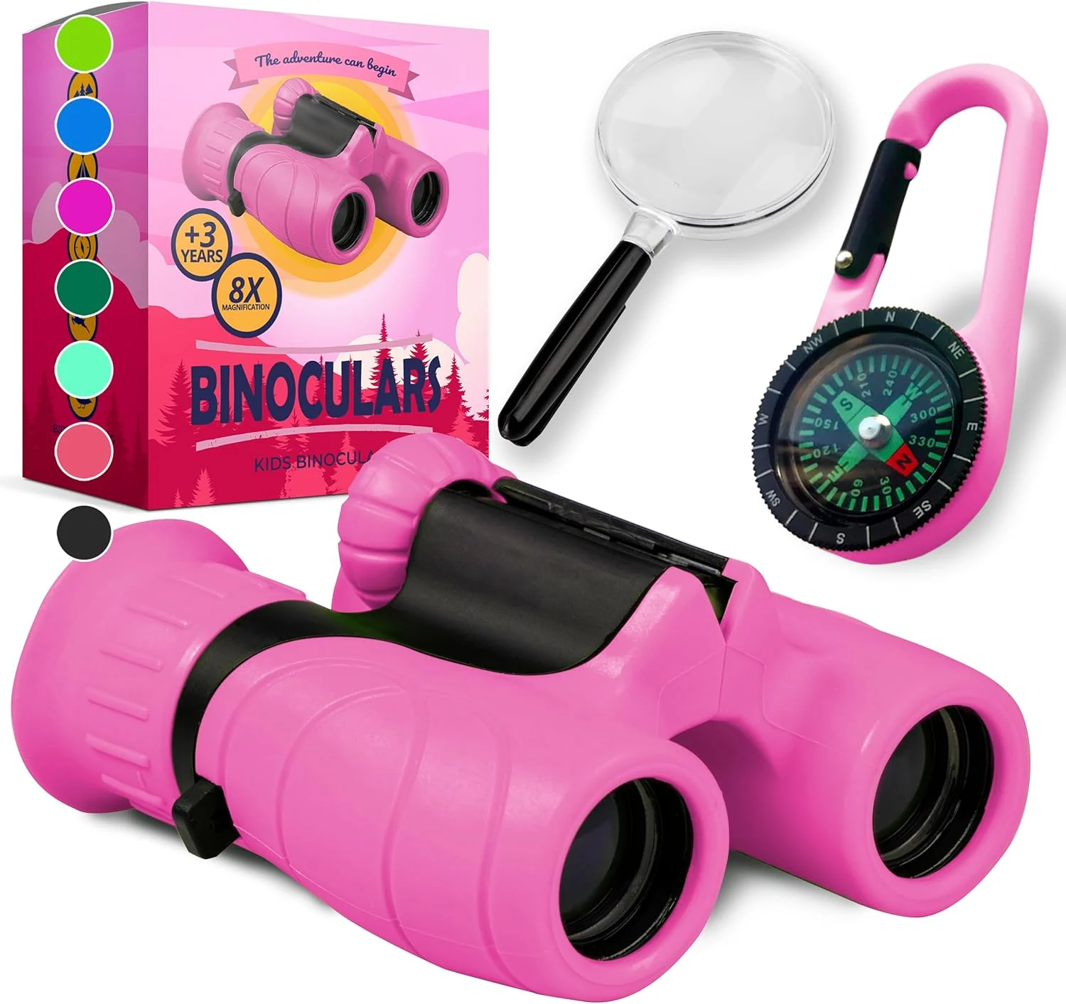 Binoculars for Kids – Perfect Toy for Little Boys and Girls (8X21) with Compass & Magnifying Glass
