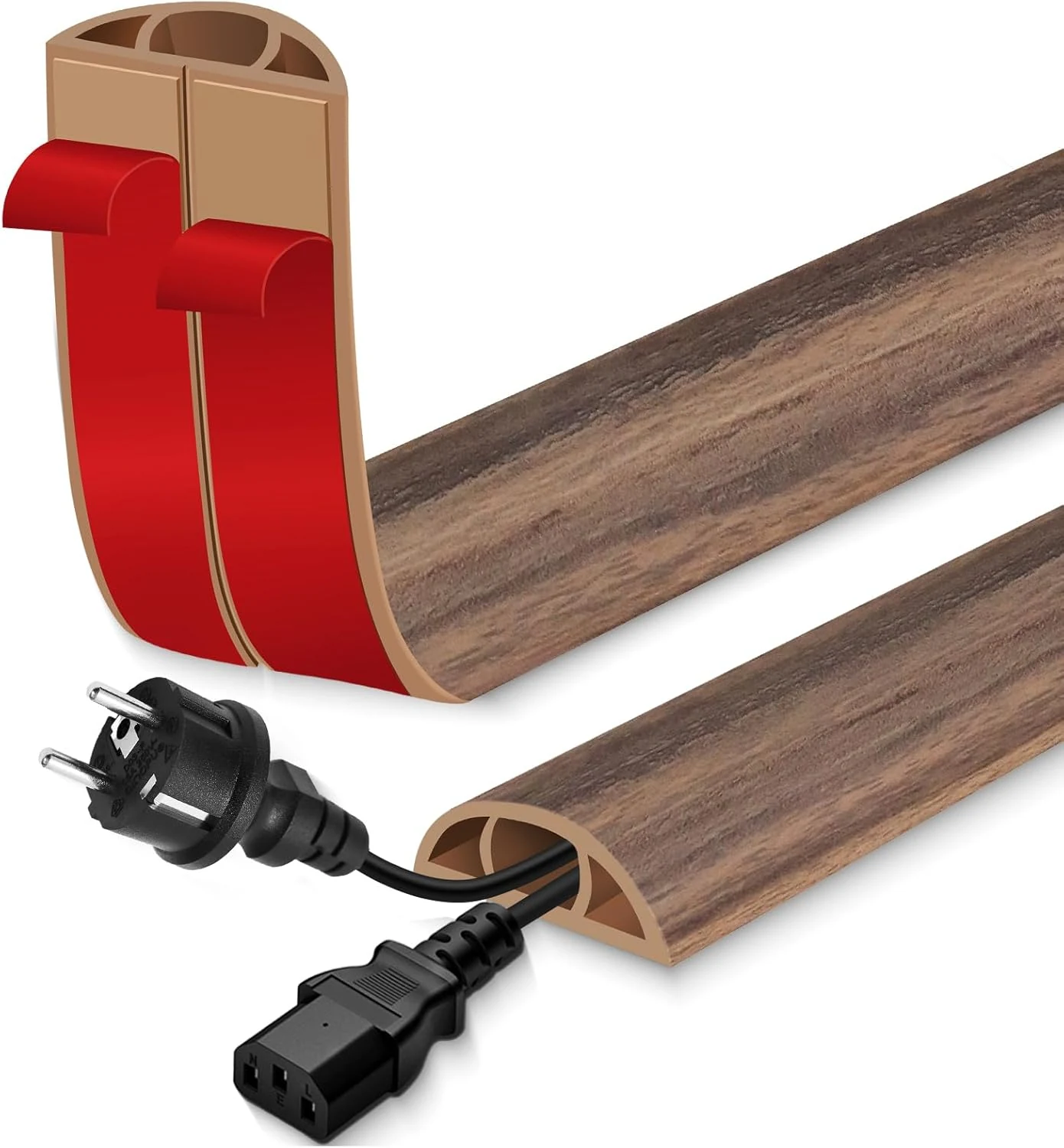 EYAYEN floor cord cover for wires on floor self adhesive cord hider (misty brown wood, 3.3 ft)
