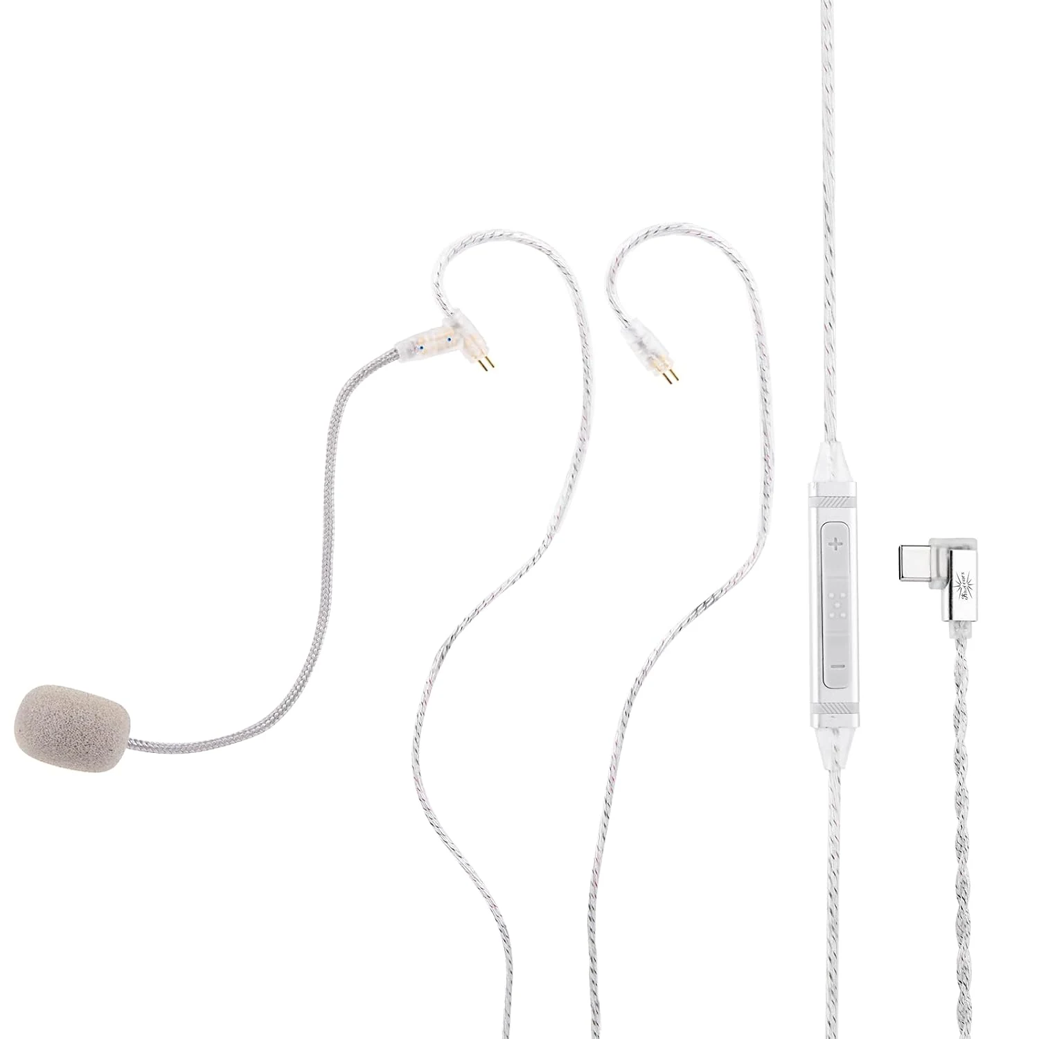 Linsoul Kiwi Ears S-Link Type-C IEM Cable (Gaming Earphone Cord with DAC+DSP, Dual Mic, Smart Controls, 2Pin)