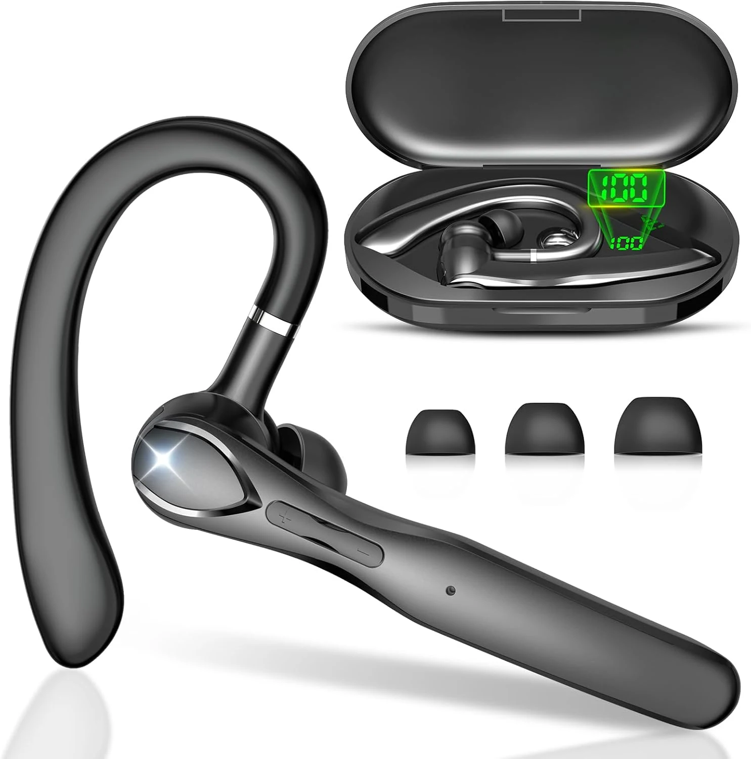 Sisism Bluetooth Headset, Wireless Bluetooth Earpiece with 400mAh Charging Case