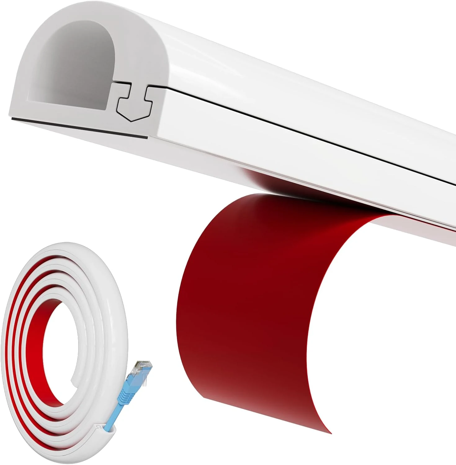 39" Side Open One Cord Hider (<1/4") for Wall Mounted TV (White)