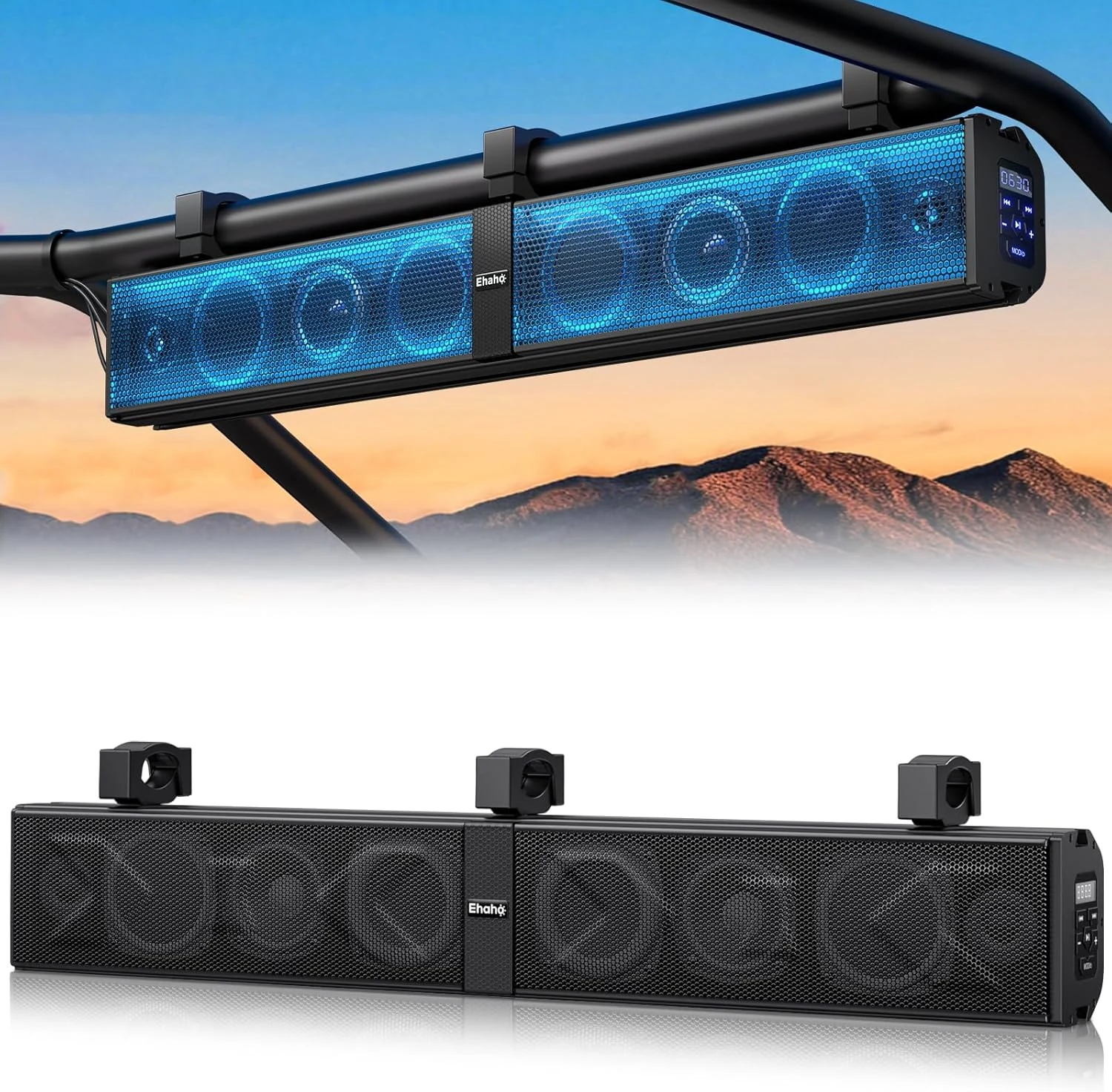 Ehaho 34" UTV Sound Bar with Subwoofer, 8-Speaker SXS SoundBar with Bluetooth and RGB Lighting, IP66 Waterproof ATV & Golf Cart Speakers