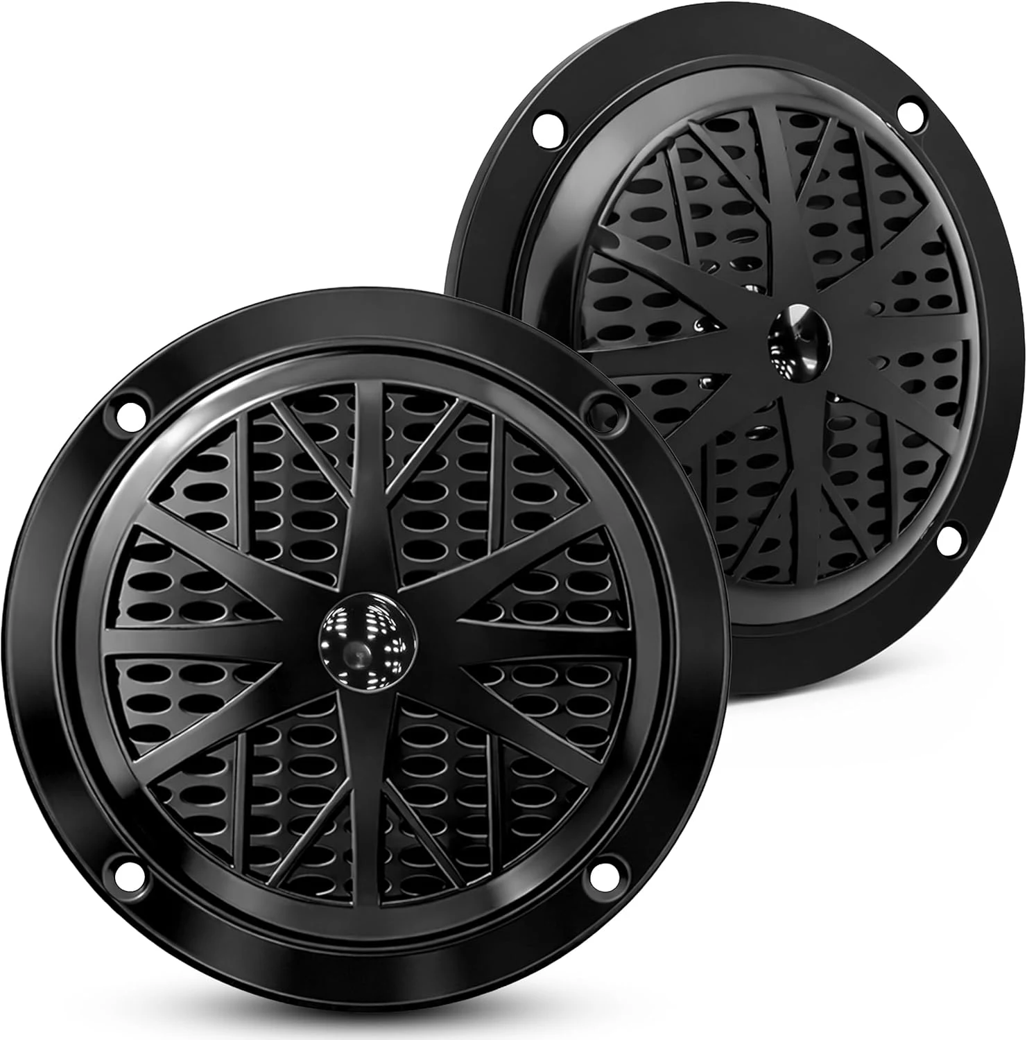 Pyle 4 Inch Dual Marine Speakers - Waterproof and Weather Resistant Outdoor Audio Stereo Sound System with Polypropylene Cone, Cloth Surround and Low Profile Design (PLMR41B)