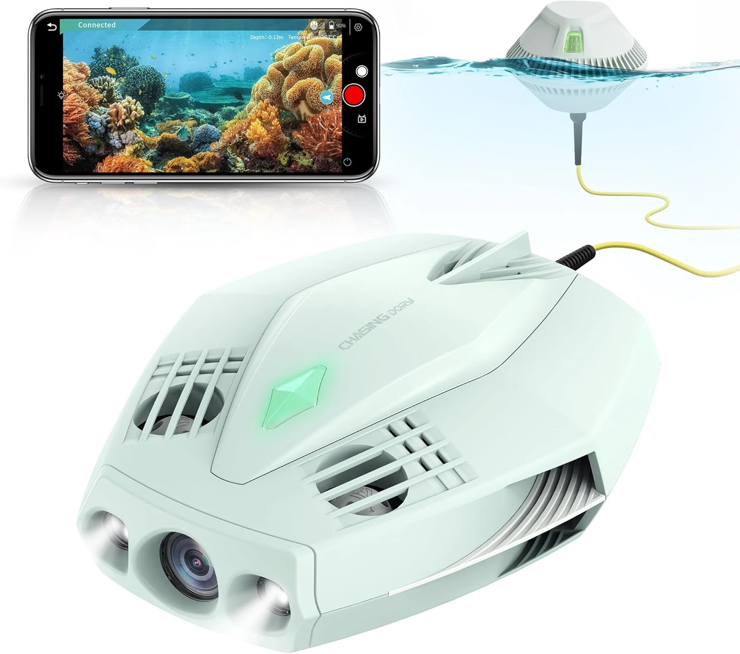 Chasing Dory Underwater Drone - Palm-Sized 1080p Full HD Underwater Drone with Camera for Real Time Viewing (Purple, LightGreen)