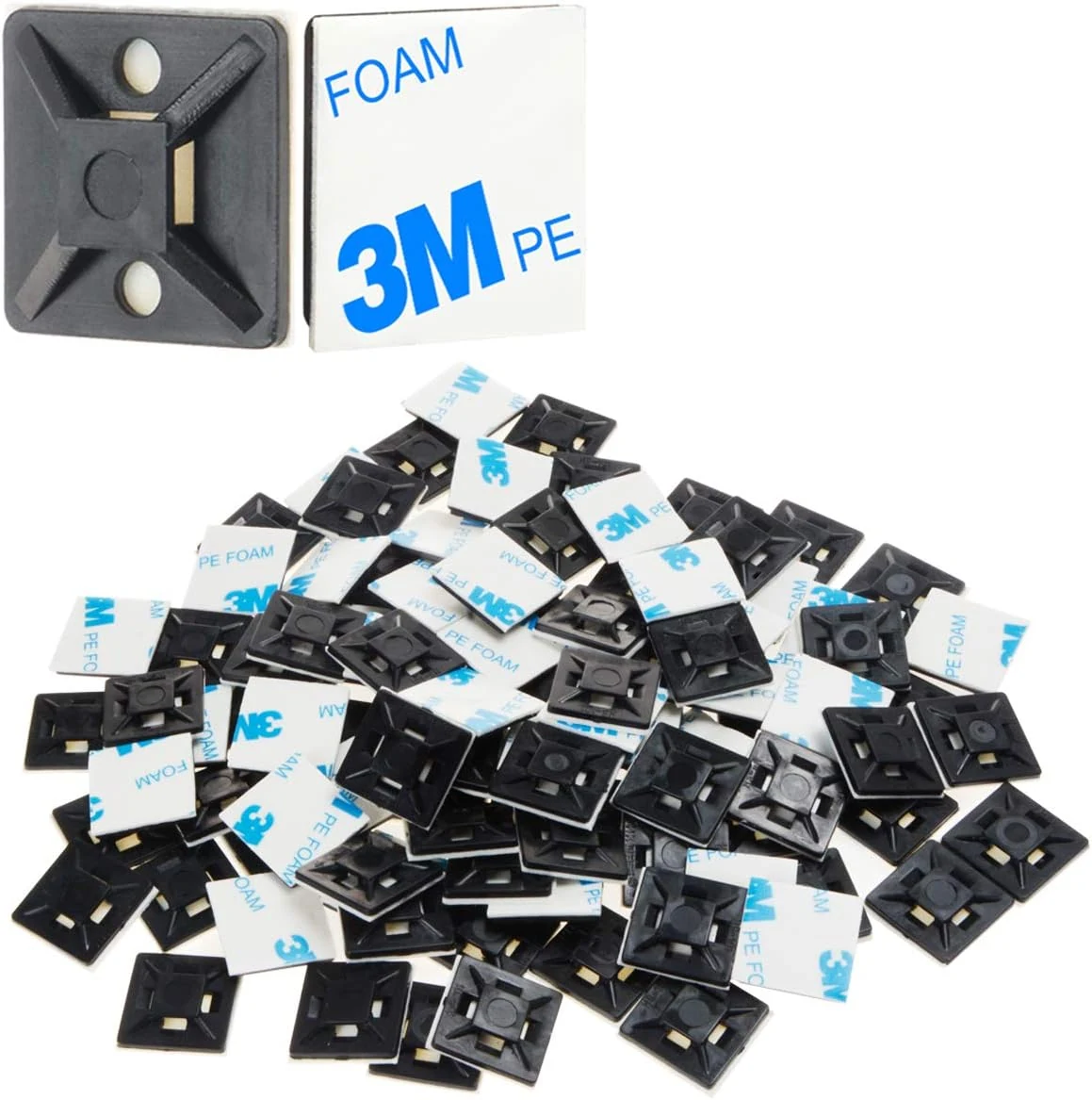 XHF 100 PCS 3/4" Black Self Adhesive Cable Zip Tie review