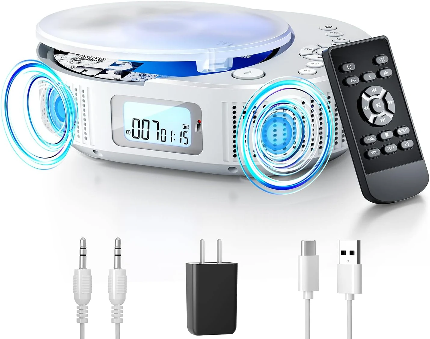 CD Player Portable, FELEMAN Upgraded Boombox CD Player & Bluetooth Speaker 2 in 1 Combo
