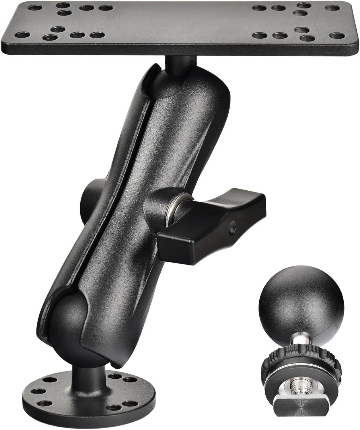 VAUBORTTI Aluminum Fish Finder Mount, Marine Electronic Mount for Boat, C Size 1.5" Ball with T-Bolt Track Base