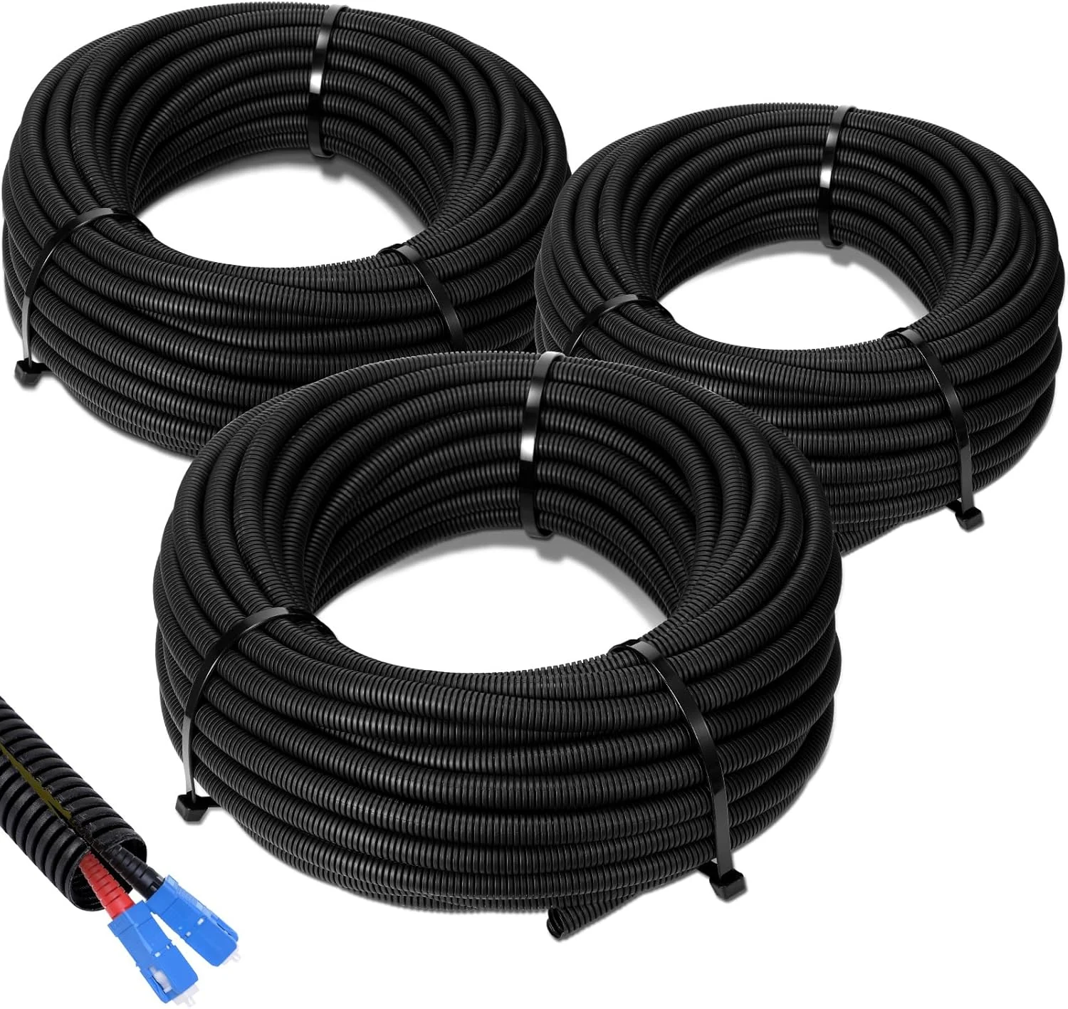 Sasylvia 1/4", 1/2", 3/8" x 25 Ft Split Wire Loom Tubing