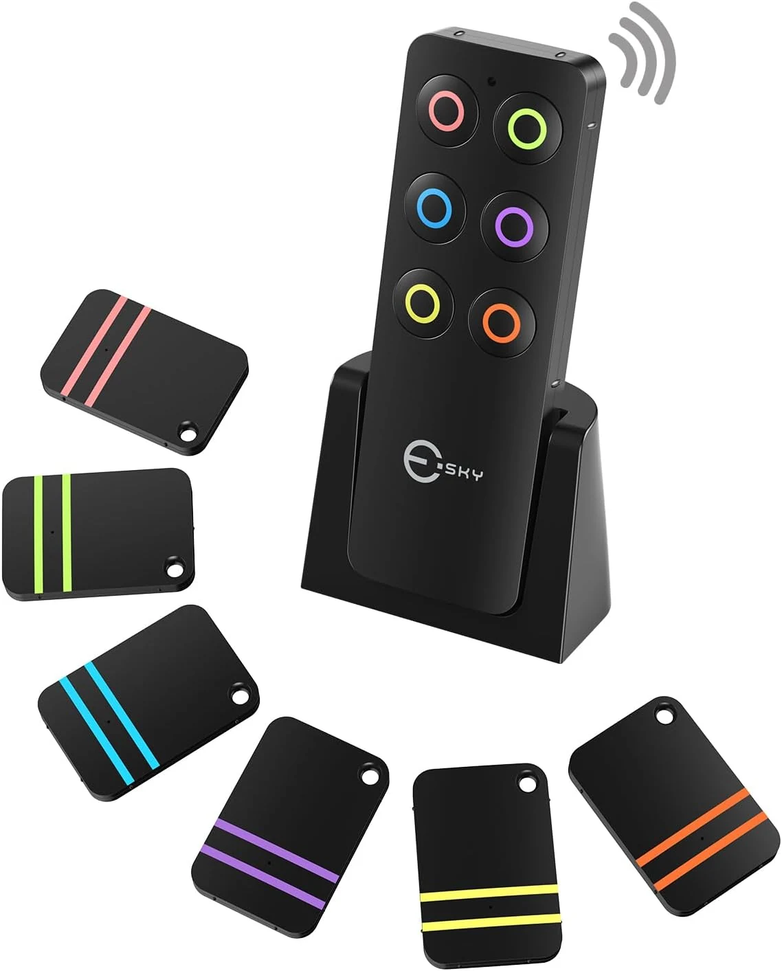 Esky Key Finder Locator with Sound, Stick-on TV Remote Control Finder (6 Receivers)