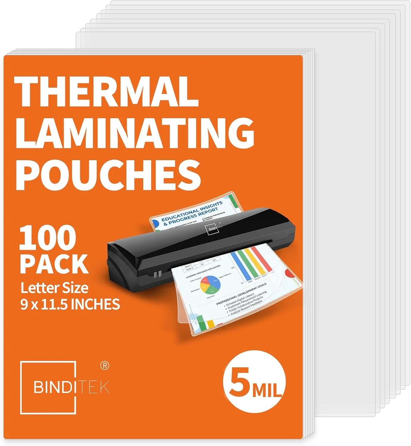 Binditek Laminating Sheets 5 Mil, Universal Fit for All Thermal Laminators