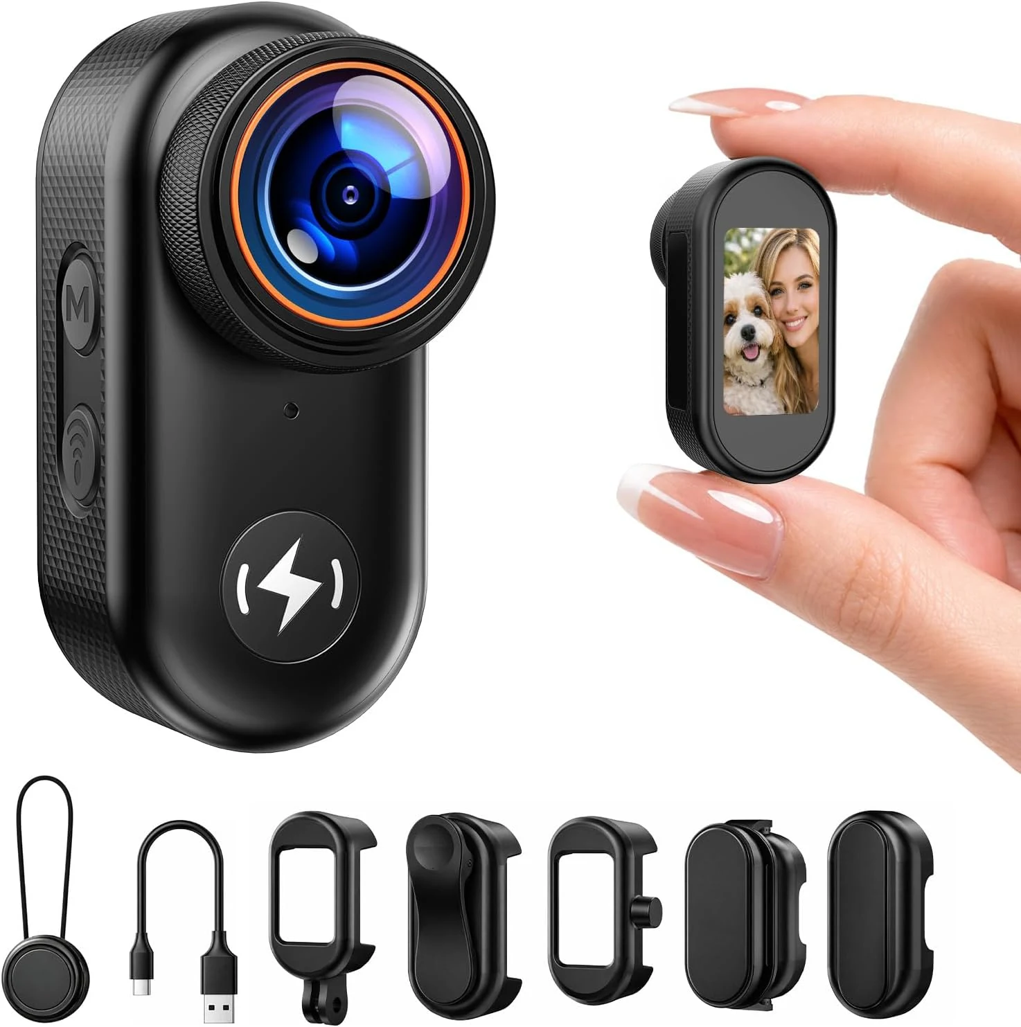 4K Mini Body Camera with 64GB Card, WiFi Thumb Action Camera with 1.47" Screen, Magnetic Mount Wearable POV Cameras for TikTok YouTube Vlogging, Motorcycle