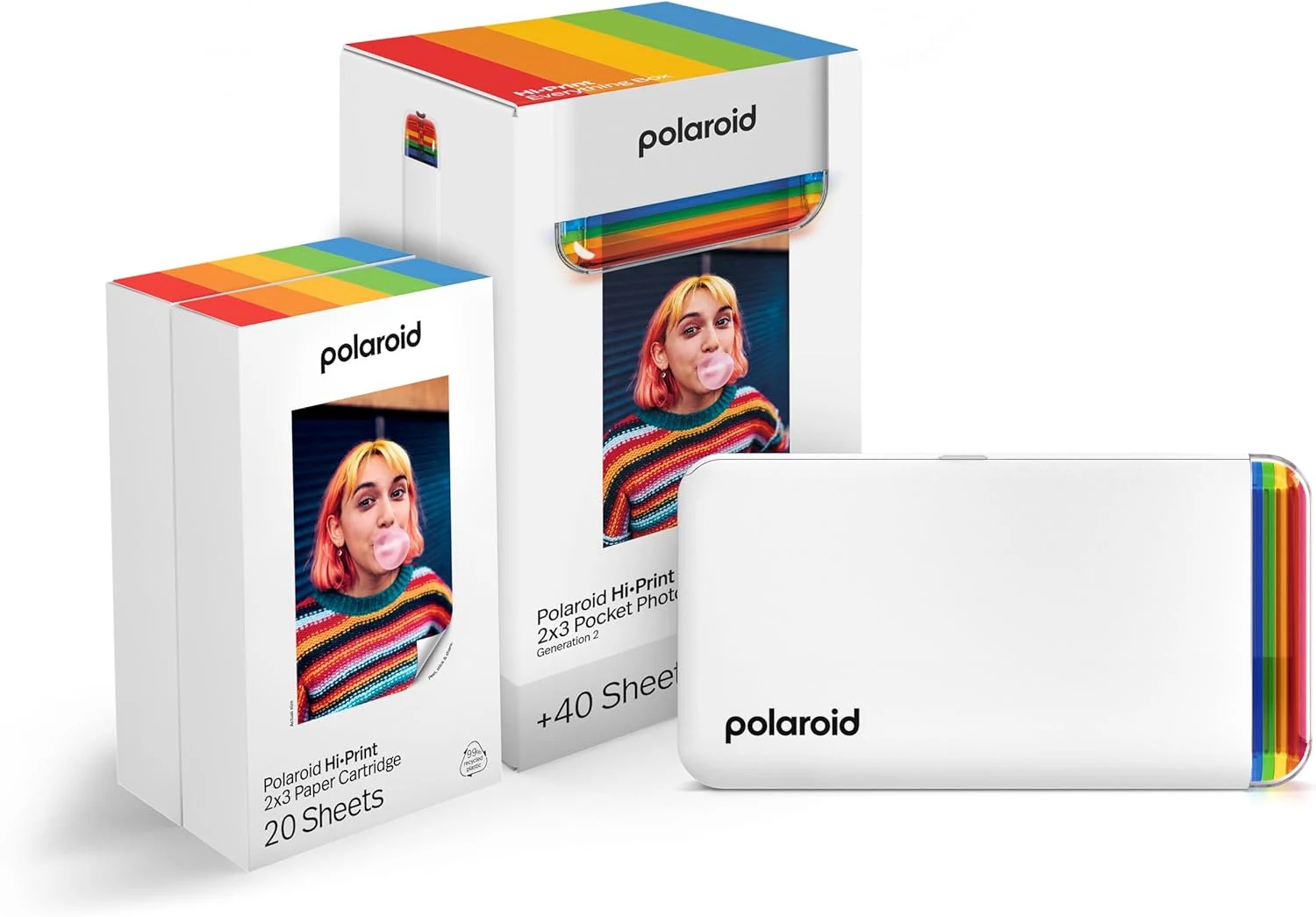 Polaroid Hi-Print + Paper Bundle (2x3 Bluetooth Pocket Photo Printer)