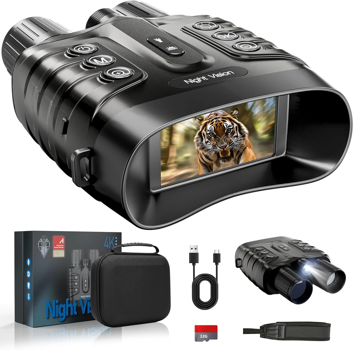 Night Vision Binoculars, 4K Full-Color Night Vision Goggles 10000mAh, 48MP 8X Digital Zoom 1968FT