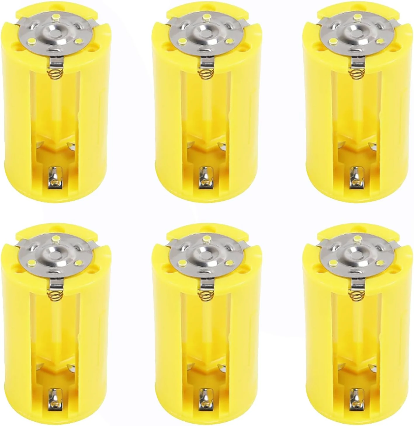 6pcs 3 AA to 1 D Battery Adapters Holder 1.5V Output Case Box AA to D Battery Converter (Yellow)