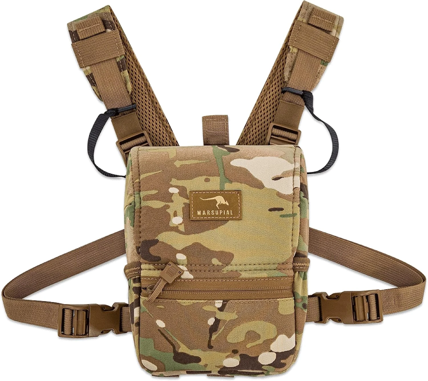 Marsupial Gear Enclosed Binocular Pack – Bino Chest Harness Built for Hunting & Outdoor Adventure with Full-Protection Design, Multicam, Medium