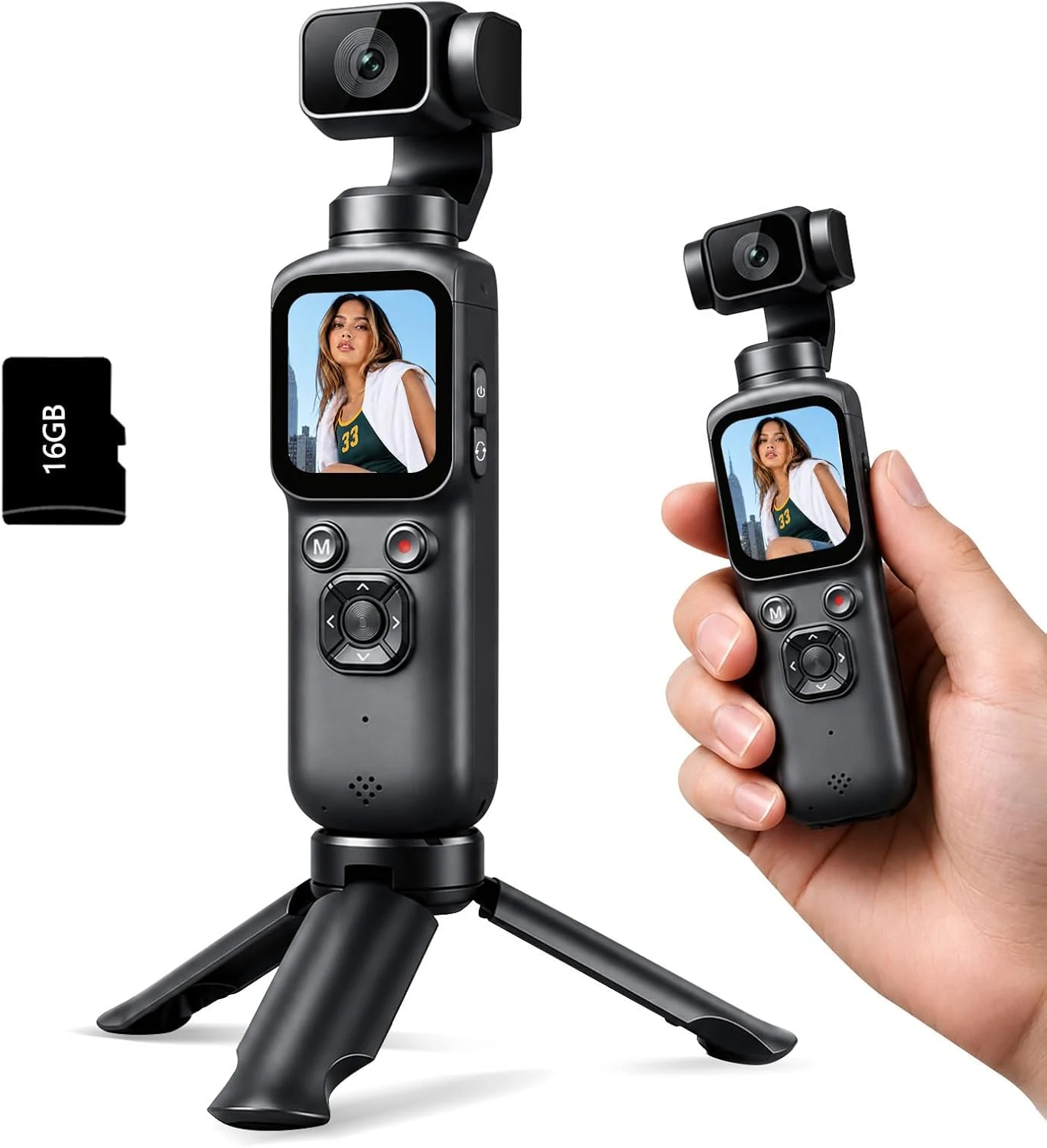 4K Vlogging Camera for YouTube, 75MP Pocket Digital Camera with 330° Rotating Gimbal Lens