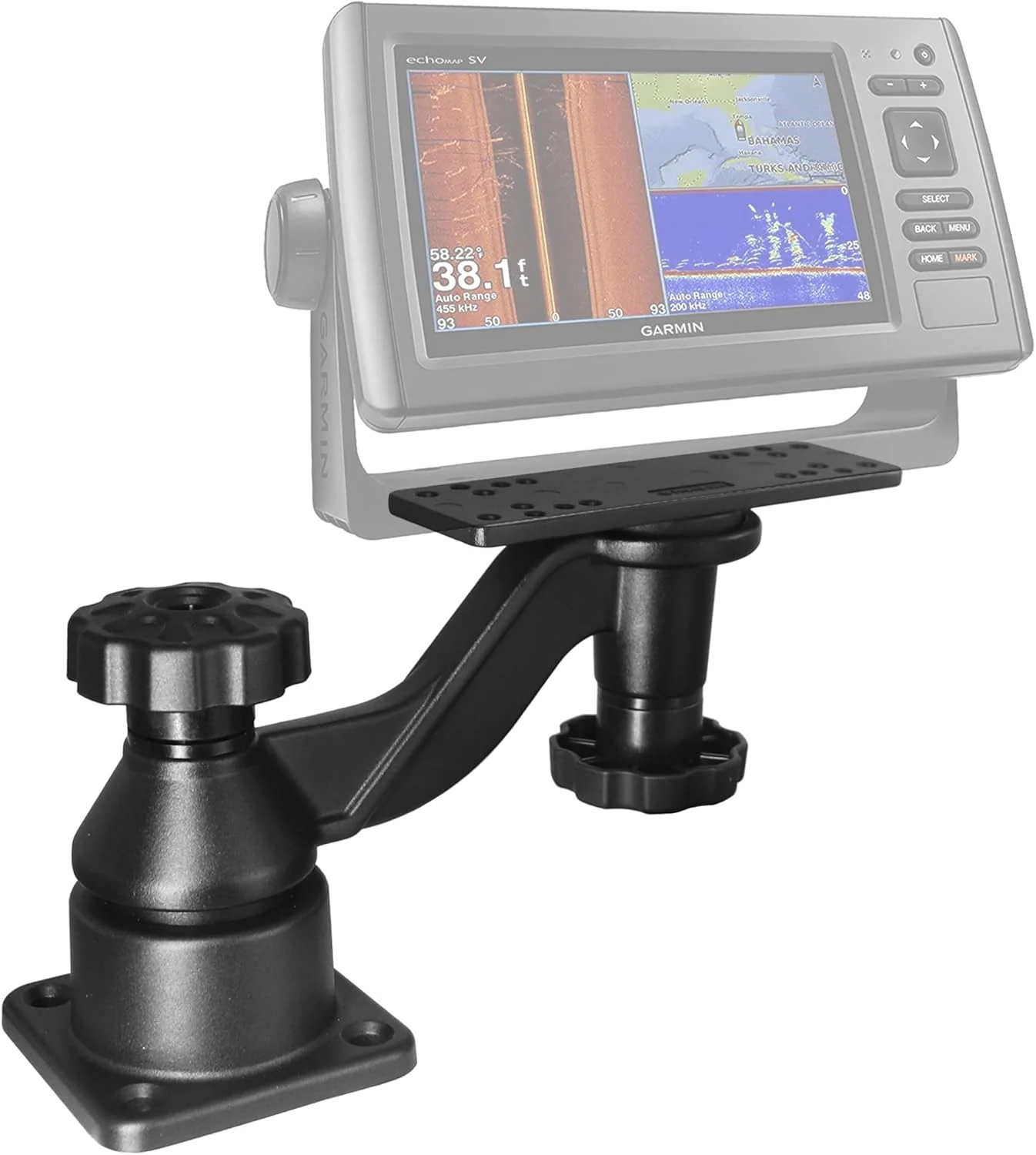 Aluminium Fish Finder & Chartplotter Mount, Reinforced Horizontal Swing Arm Marine Electronic Mount for 5" to 12" Screens