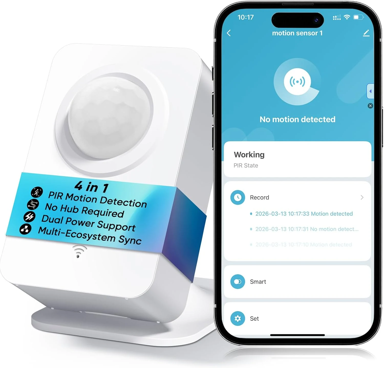 COTINSE WiFi Motion Sensor (Smart PIR) with Real-Time App Alerts