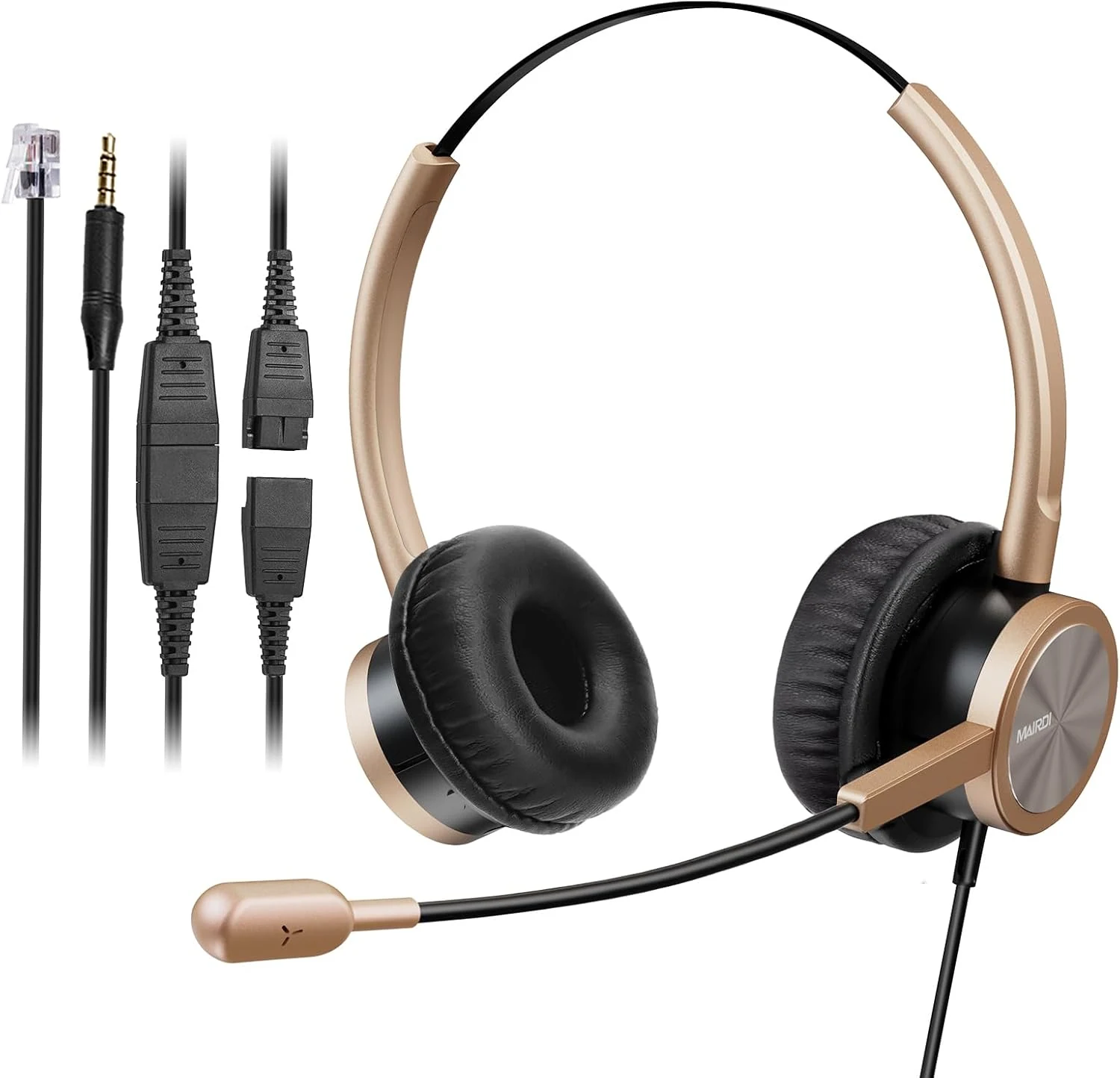 MAIRDI Phone Headset with RJ9 & 3.5mm Jacks for Call