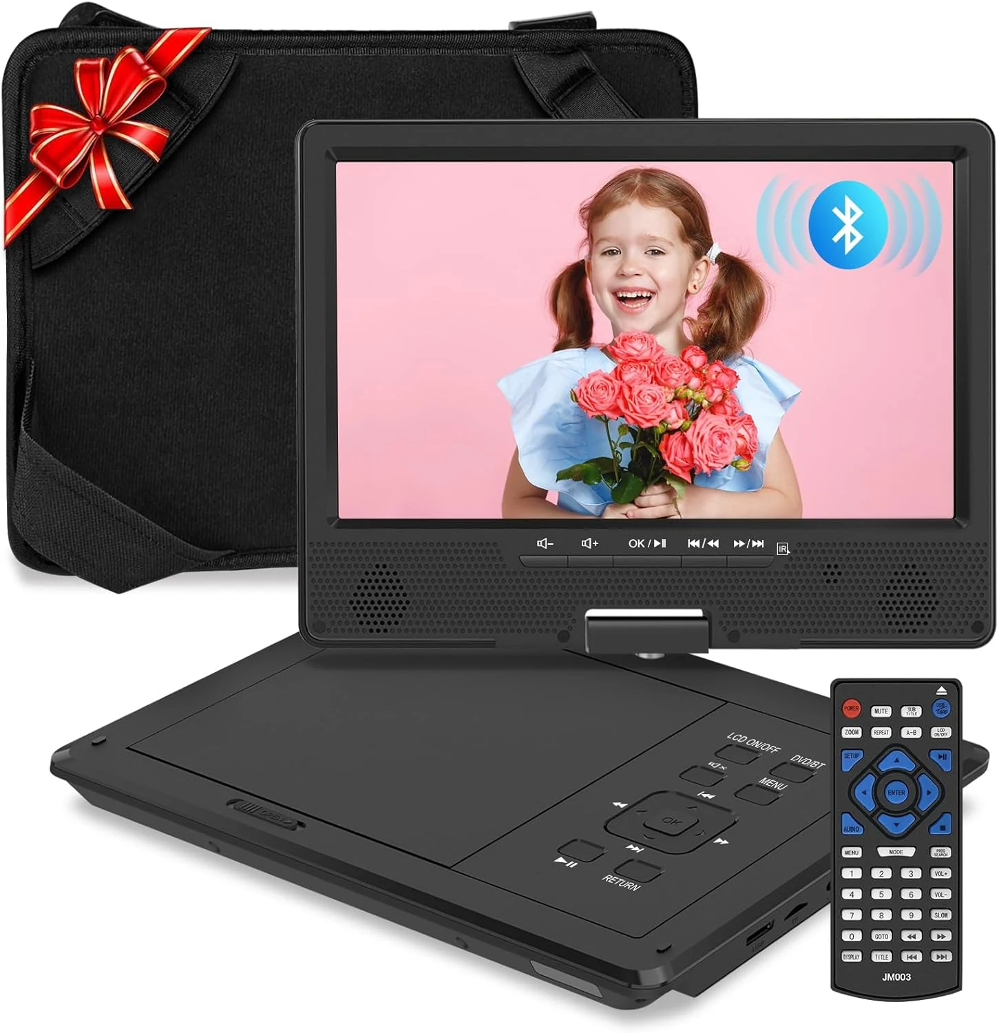 HOPYOP 12.5" Portable DVD Player with Bluetooth, 10.1" Swivel Screen