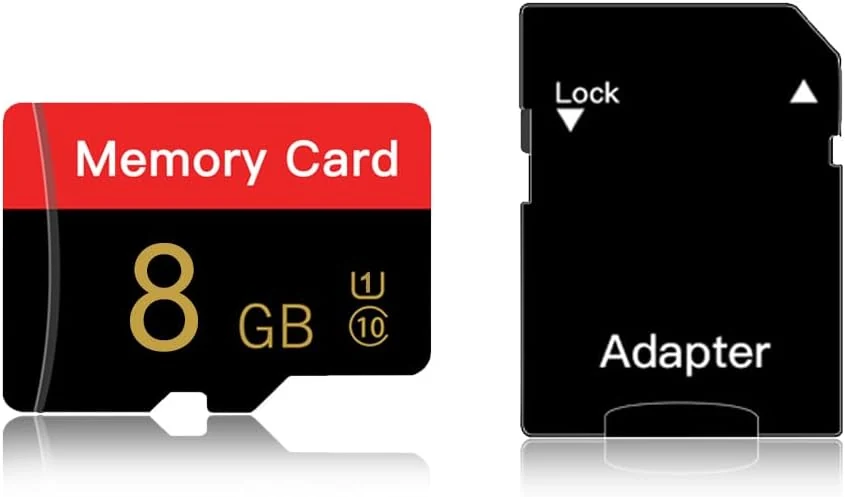 Micro Memory Card 8 GB with Adapter, C10/U1/UHS-I/A1 TransFlash Card, TF Card for Camera, Smartphone, Tablet, Drone (Red 8GB)