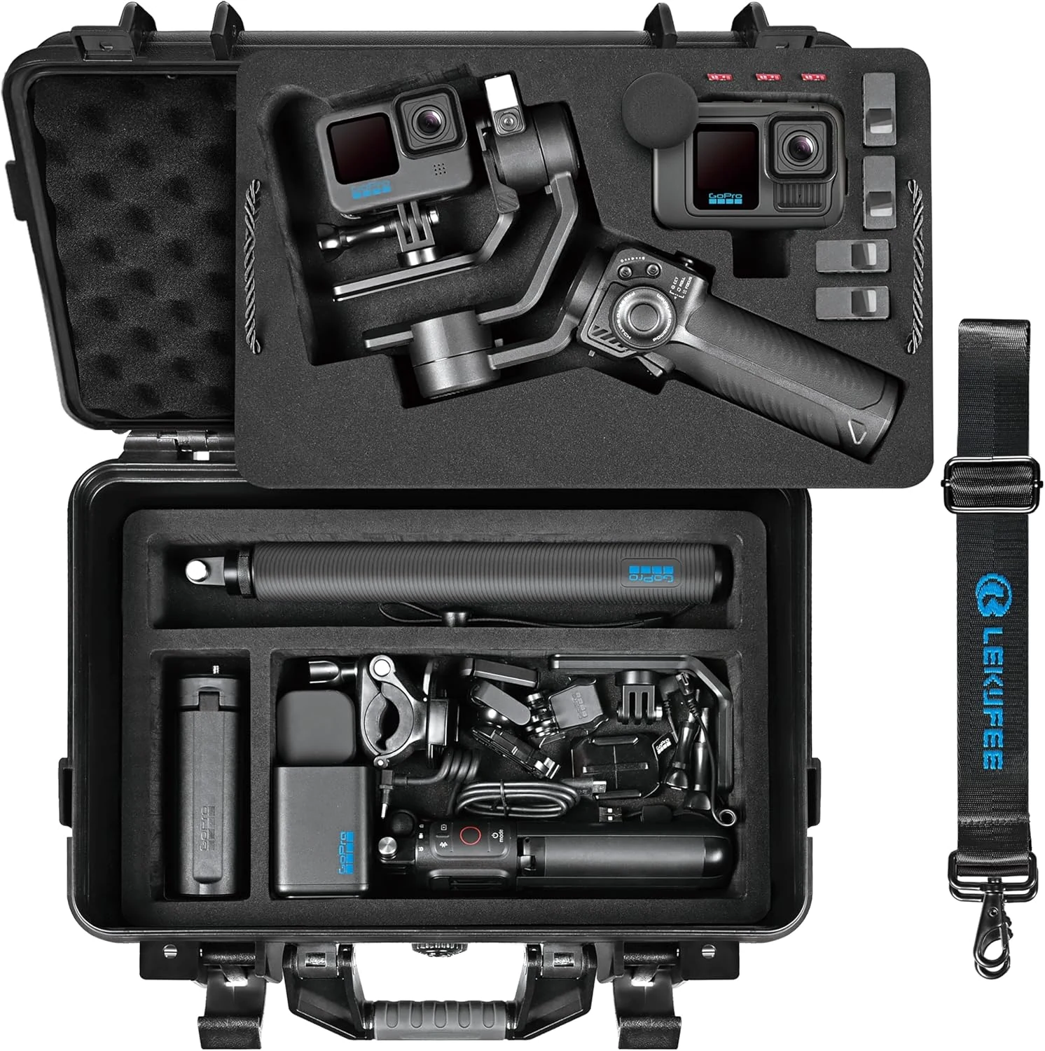 Lekufee Waterproof Hard Carrying Case for GoPro Fluid Pro AI 3-Axis Gimbal Stabilizer