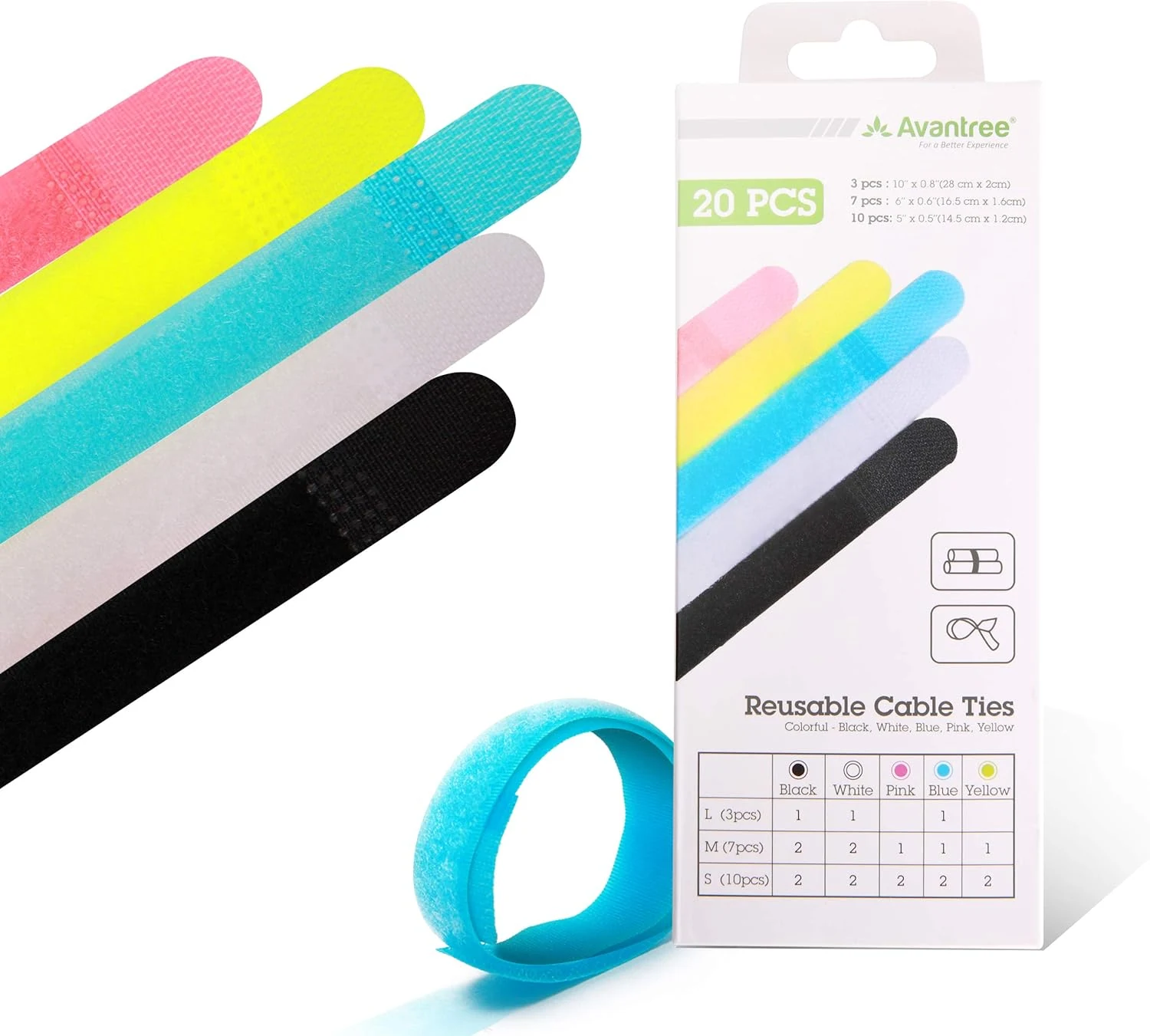 Avantree Pack of 20 Reusable Cord Organizer Keeper Holder, Fastening