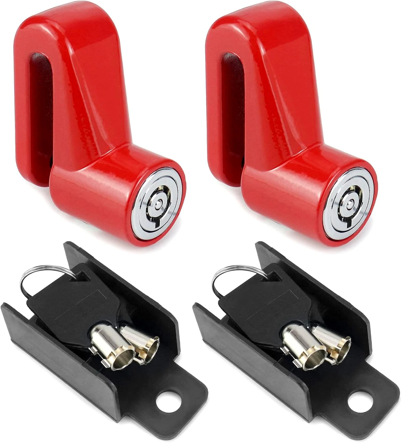 QWORK Motorcycle Bike Anti-Theft Wheel Disc Brake Lock, 2 Pack Safety Disc Wheel Lock with Keys, Keyed Differently