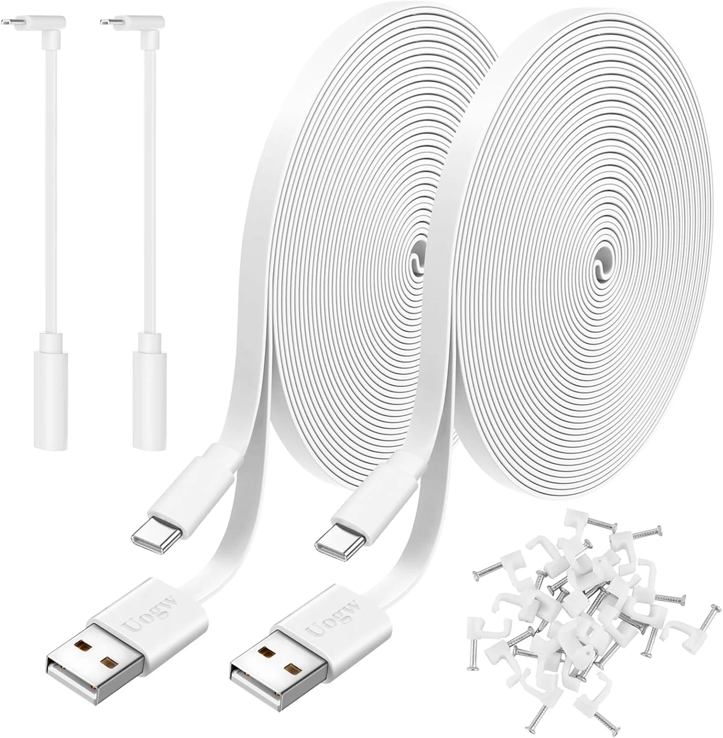 2 Pack 16.4FT Power Extension Cable Compatible with Wyze Cam v4/v3/OG,Wyze Cam Pan v3/v4,Blink,eufy,NestCam Indoor,Amazon Cloud Camera,USB A to USB C (White)