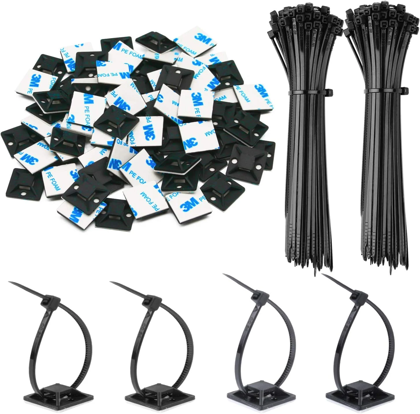 140 Pack 3/4" Zip Tie Adhesive Mounts Self Adhesive Cable Base Holders (Rythcraft)