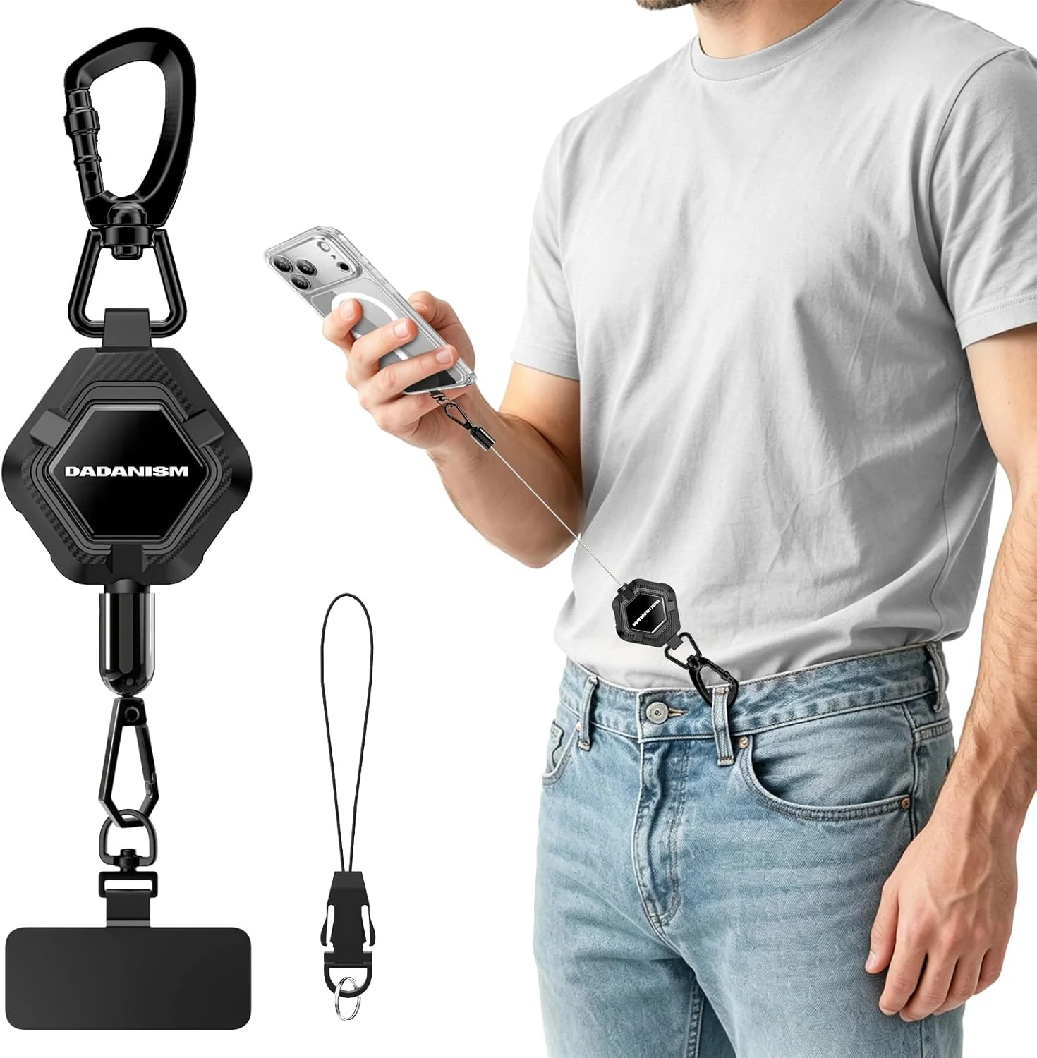 Dadanism Anti-Theft Phone Tether, Universal Phone Lanyard Retractable Steel Line