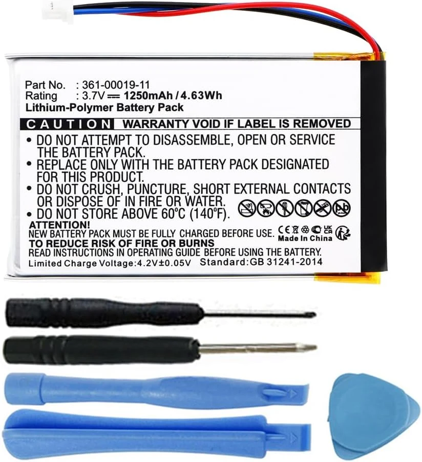 1250mAh 361-00019-11, 361-00019-13, 010-00621-10 Battery Replacement Compatible with Garmin Nuvi