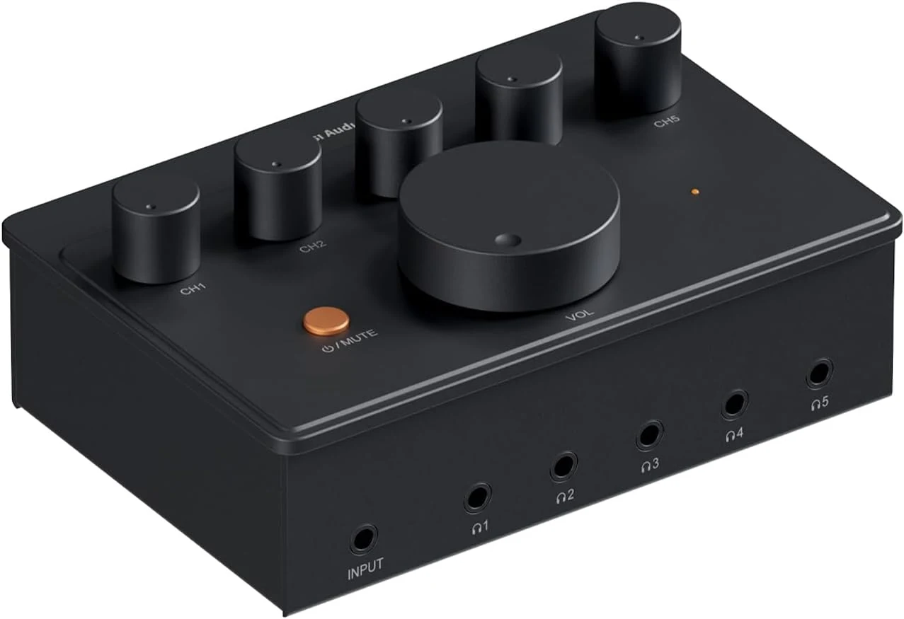 Fosi Audio PH05 5-Channel Headphone Splitter Amplifier, Mini Headphones Amp