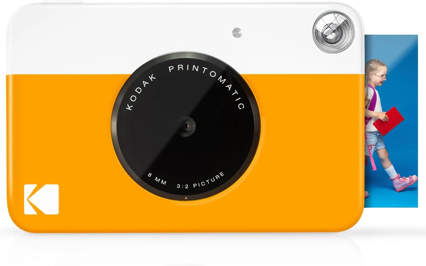 KODAK Printomatic Full-Color Instant Print Digital Camera, Zink 2x3" (5.1x7.5 cm) Sticky-Back Photo Paper, 5MP, Portable, Yellow
