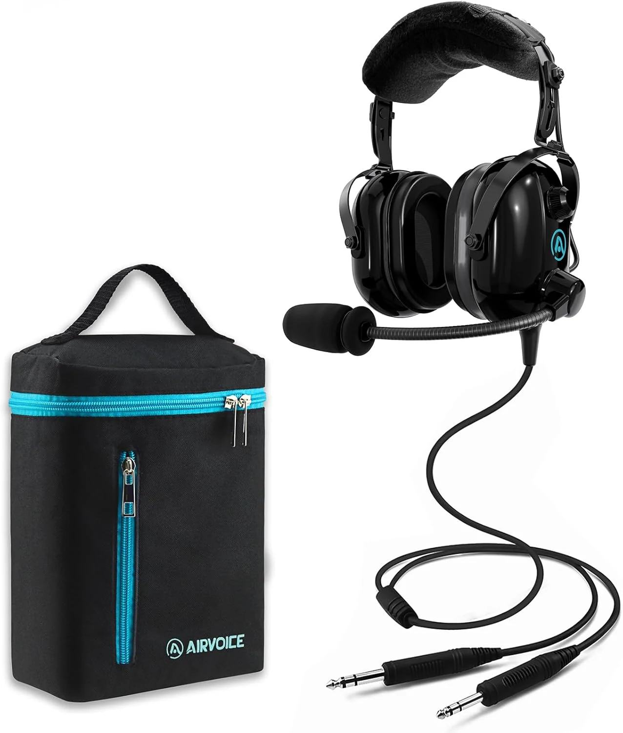 AIRVOICE Pilot Headset with Passive Noise Reduction, PNR General Aviation Headset with Comfortable Earpads and Noise Canceling Microphone