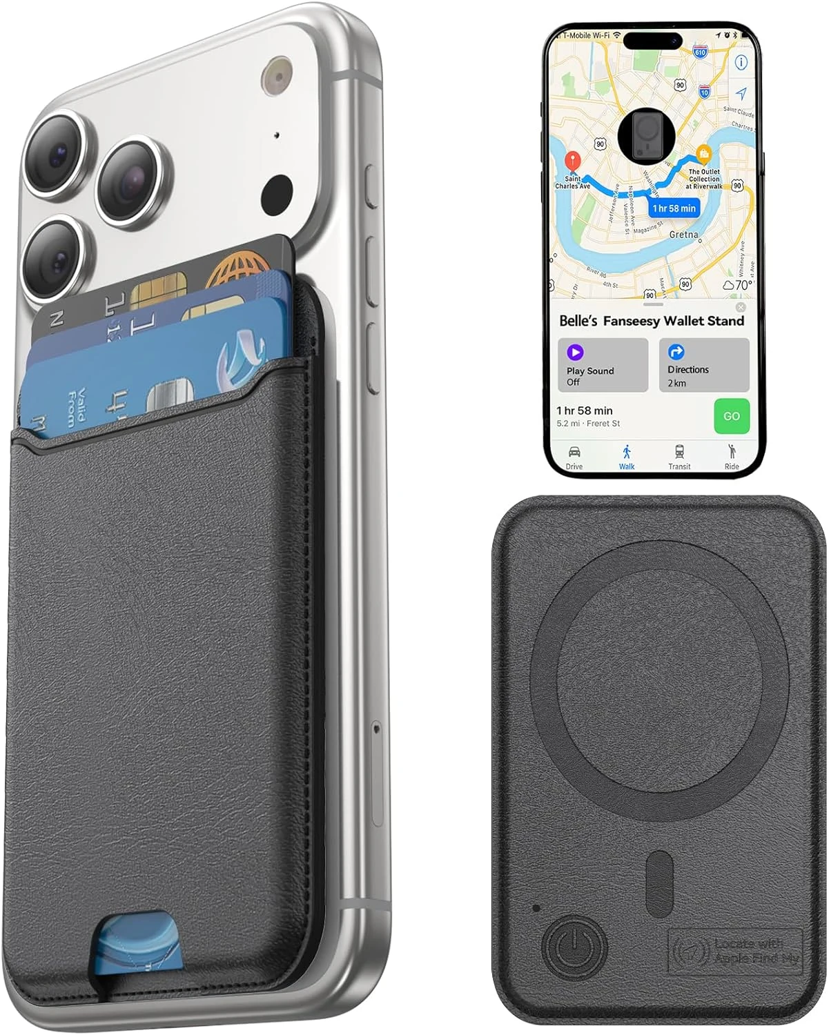 for MagSafe Wallet, Works with Apple Find My,4 Card Holder, Magnetic Phone Wallet for iPhone 17/16/15/14/13/12 Pro Max Air Plus Series