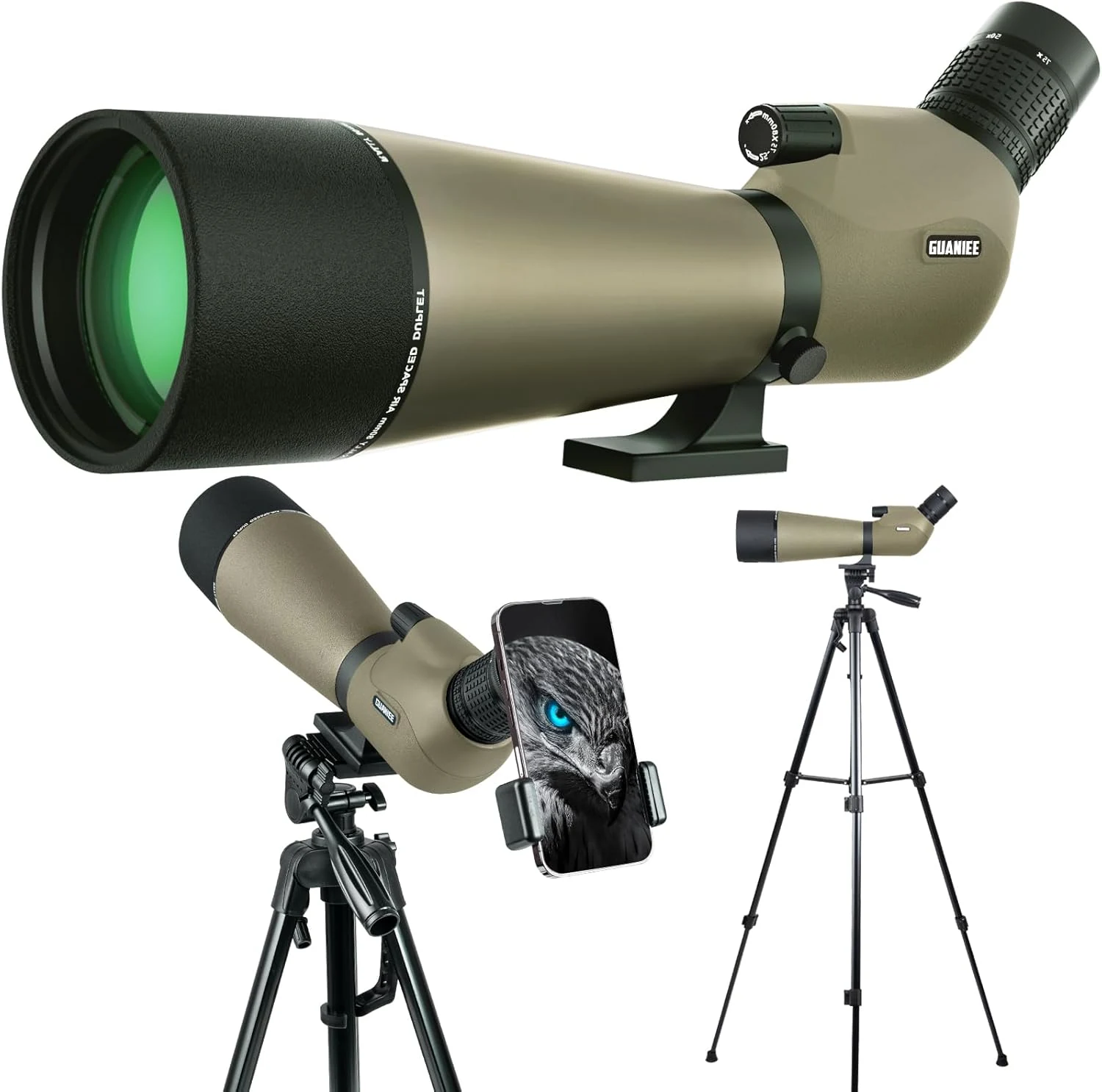 25-75x80 Spotting Scope for Target Shooting with Full Size Tripod Carrying Bag and Phone Adapter