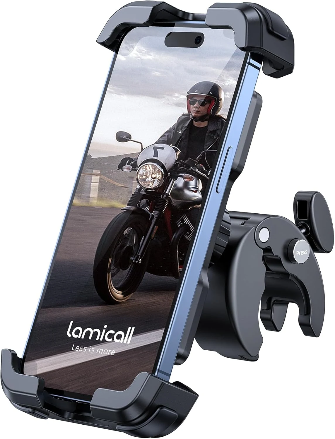 Lamicall Motorcycle Phone Mount, Bike Phone Holder (Metal Safety Lock)