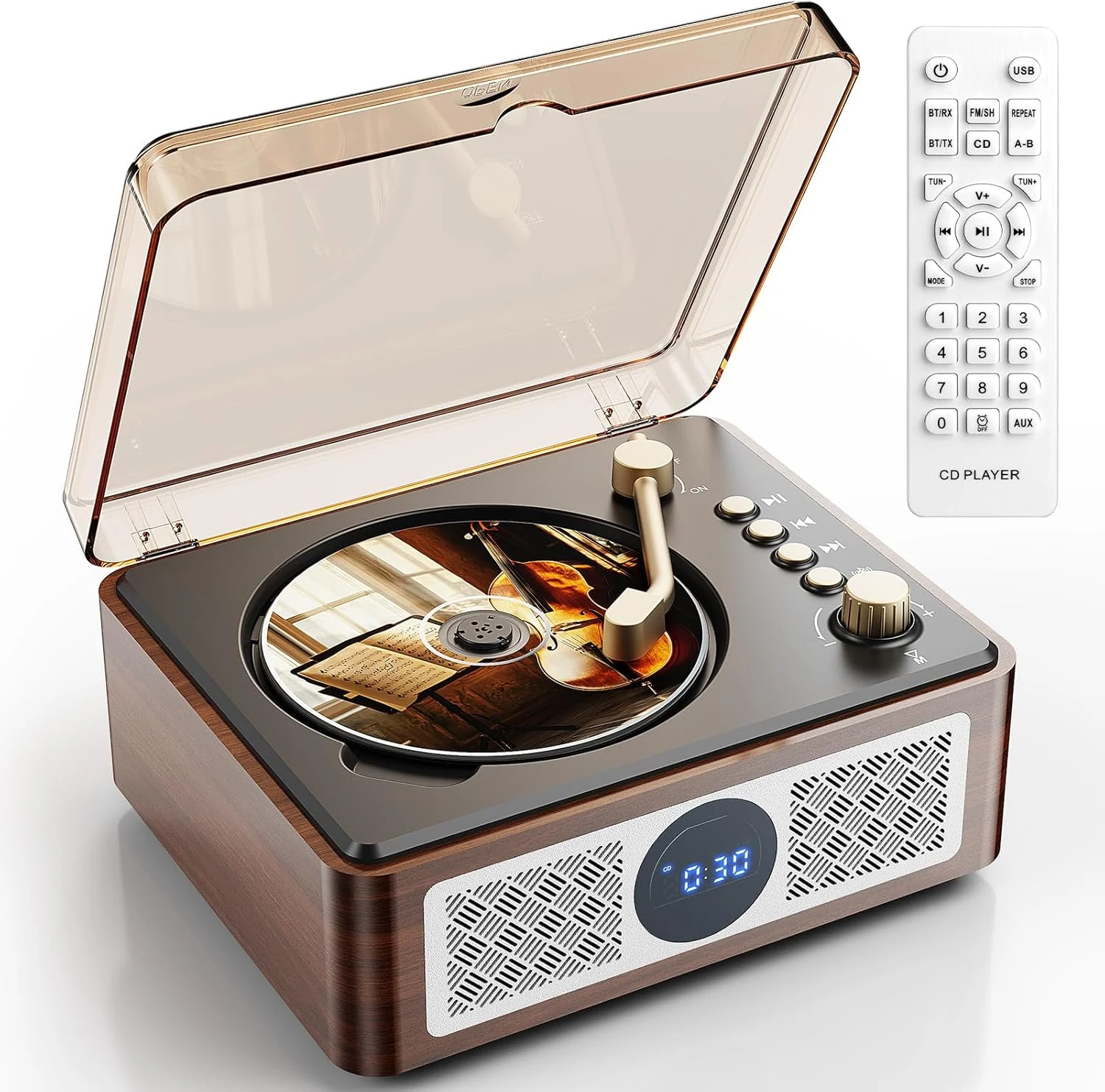 Portable CD Player Bluetooth with Speakers - Lehwey Desktop CD Players for Home