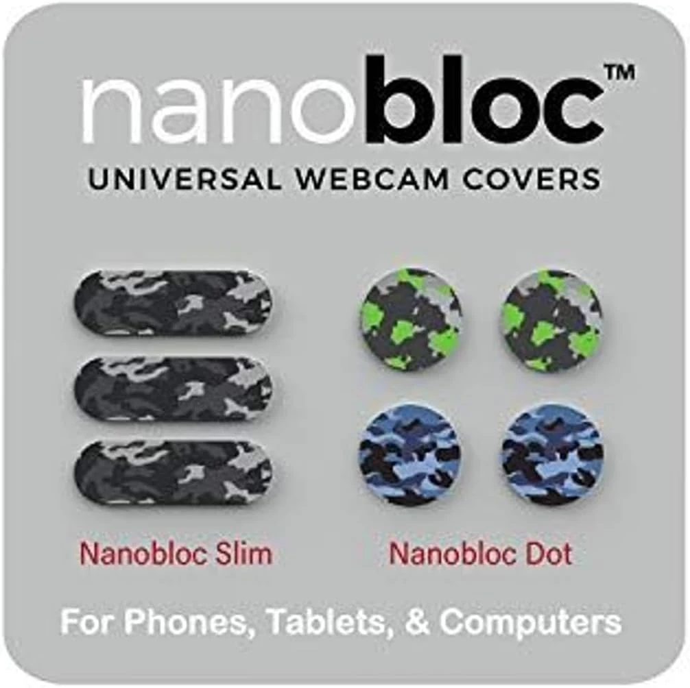 Eyebloc Webcam Covers - Residue-Free Camera Blocker Sticker (Pack of 7, Camo)