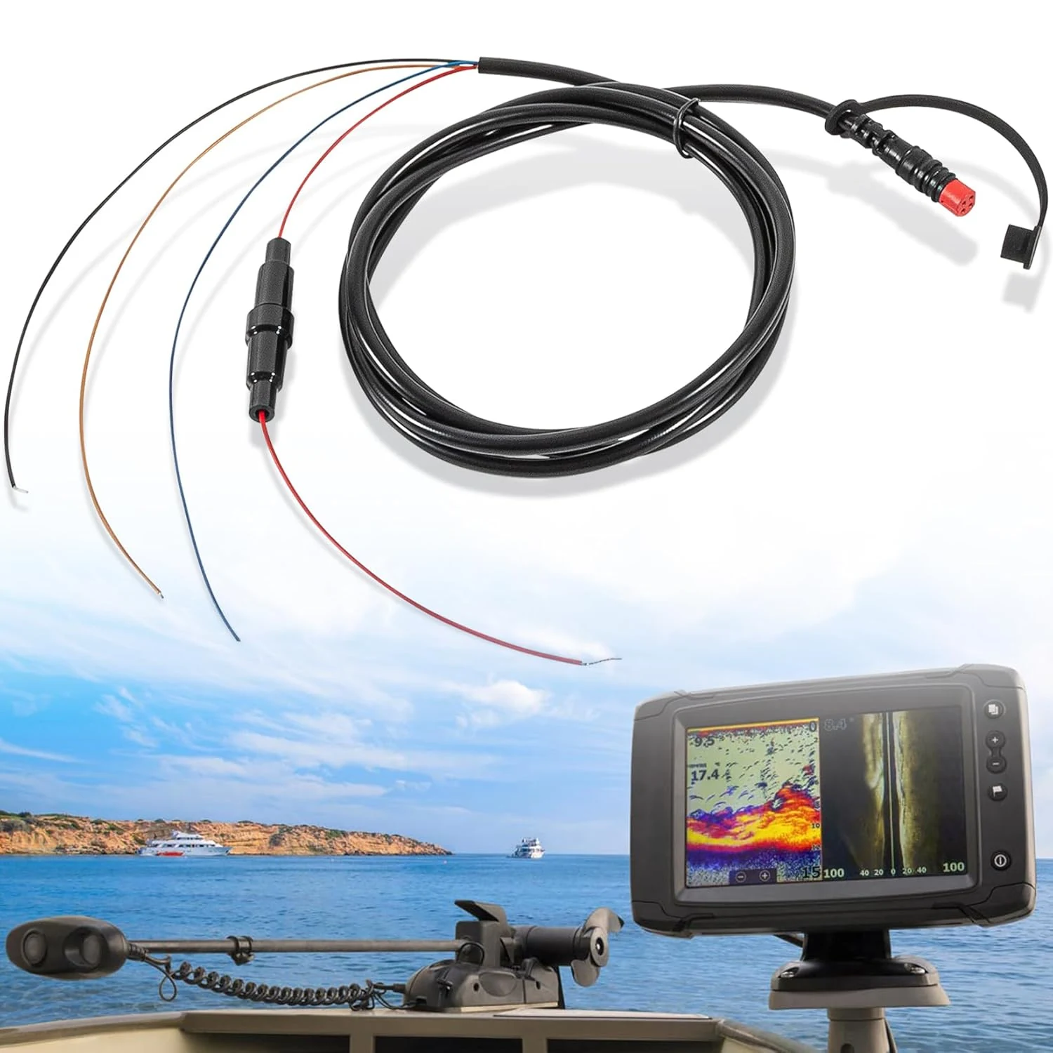 010-12199-04 Power/Data Cable Quick Connect Adaptor 4-Pin 4Xdv Compatible with Echo, Striker Plus, Striker Vivid, Striker 4, Fishfinder, Echomap