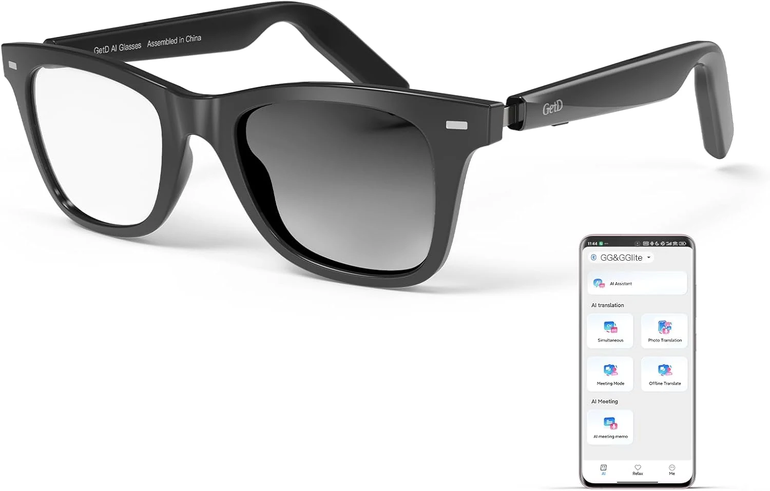 GetD 2026 AI Glasses for Men & Women, Smart Glasses Powered by ChatGPT, AI Real-time Translation with 145 Languages, 11H Music Play, Bluetooth Glasses with Photochromic Lens for Daily Use, Travel