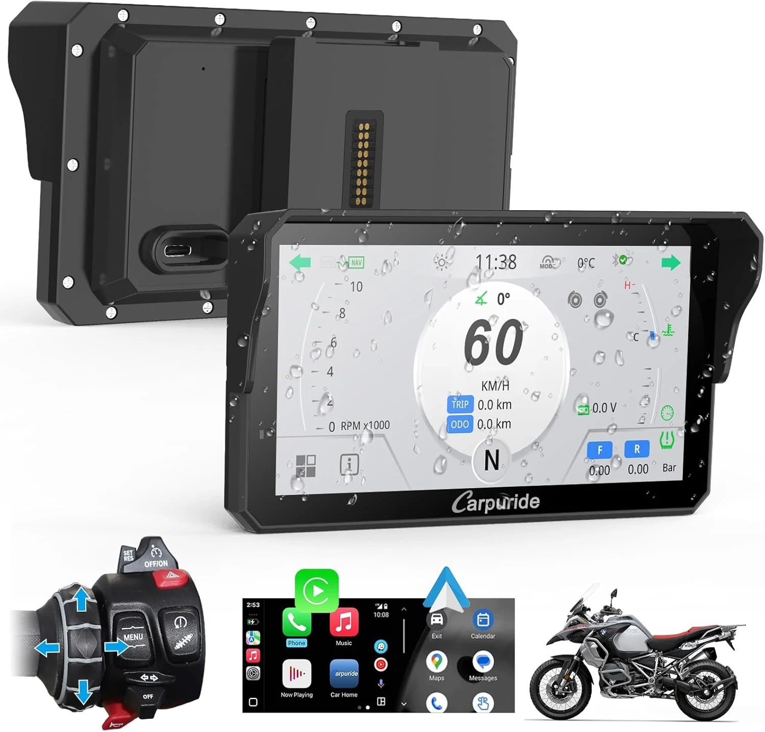 Carpuride W602BSPRO for BMW Motorcycle Carplay & Android Auto 6.25"