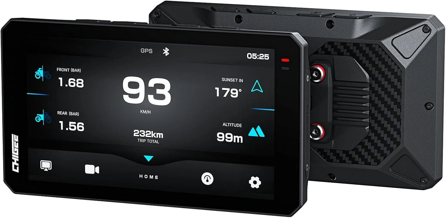 CHIGEE AIO-6 MAX Motorcycle Carplay Android Auto GPS Navigation System, 2000nits, STARVIS HDR 6" LCD, 60FPS, 5G Wi‑Fi BT, IPX9 Waterproof