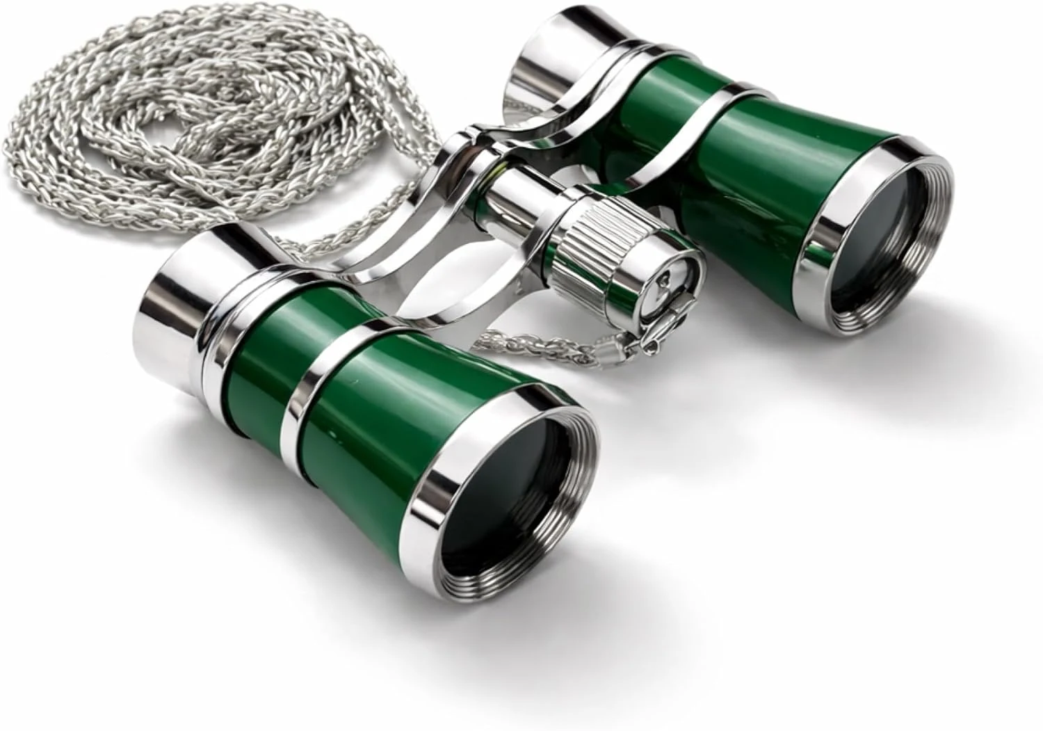 Avkoohum Opera Glasses Binoculars, 3X25 Theater Binoculars with Foldable Handle (Green with Chain)