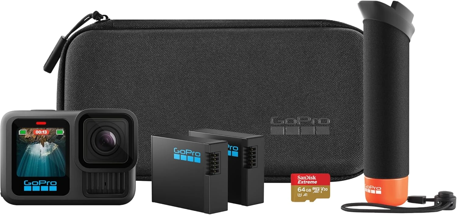 GoPro HERO13 Black Accessory Bundle (The Handler, 2 Enduro Batteries, 64GB SD, Mounts, Case)