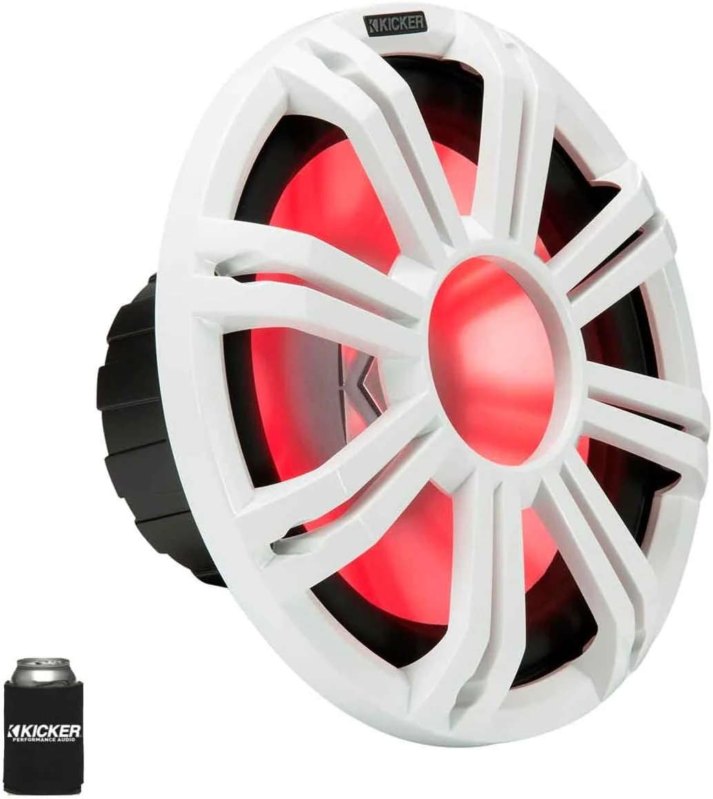 KICKER KMF124 12" Marine Subwoofer with LED White Grill 4 Ohm for Free Air Applications