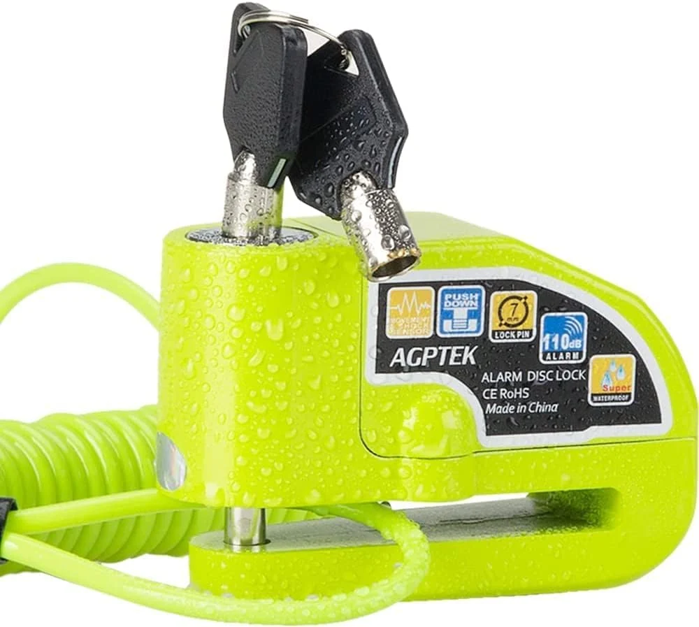 AGPTEK 110db Motorcycle Brake Lock with 5FT Reminder Cable, Anti-Theft