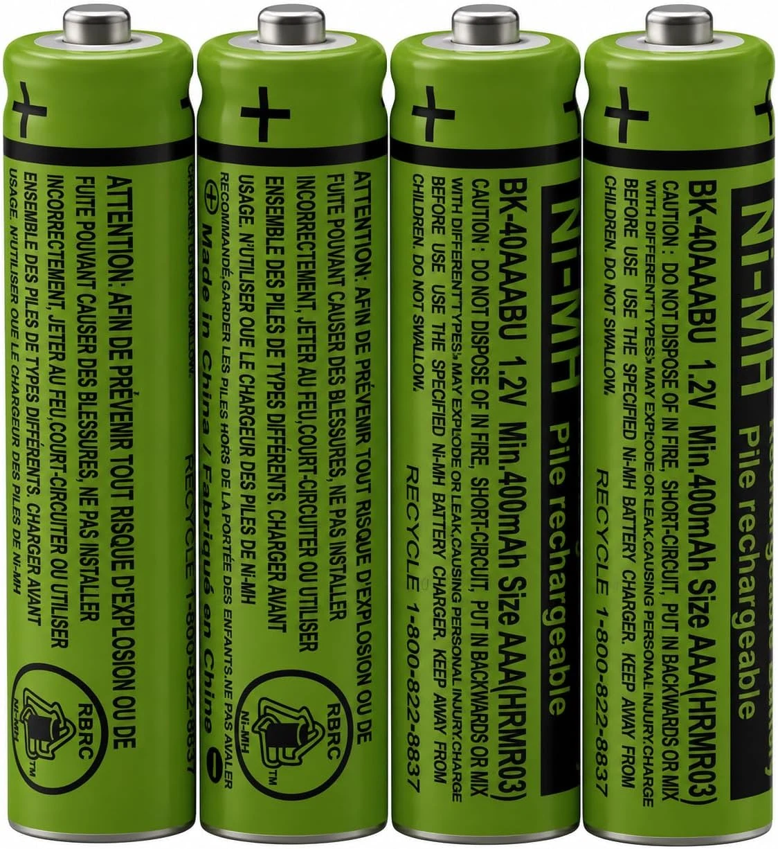 4-Pack BK-40AAABU 1.2V 400mAh Replacement Battery Pack for Panasonic Cordless Phone Handset BK40AAABU