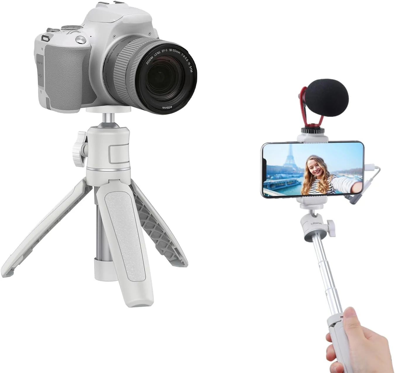 MT-08 White Mini Tripod for Camera,1/4" Mount Universal Portable Camera Tripod